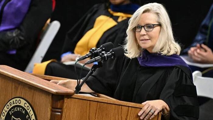 NextImg:Liz Cheney Booed By Grads Who Turned Their Chairs Backwards At Colorado College Commencement