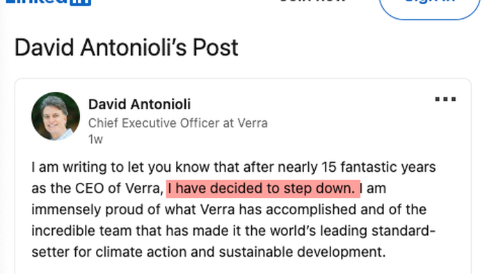 NextImg:CEO Of Top Carbon Credit Certifier Steps Down After Report Finds "Phantom Credits"  