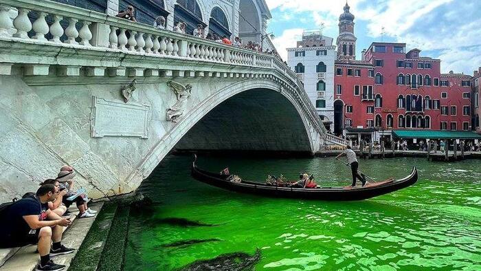 NextImg:Investigation Launched After Venice's Grand Canal Turns Bright Green