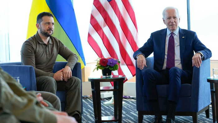 NextImg:Biden Taunts Russia At G7 When Asked About "Colossal Risk" Of Escalation