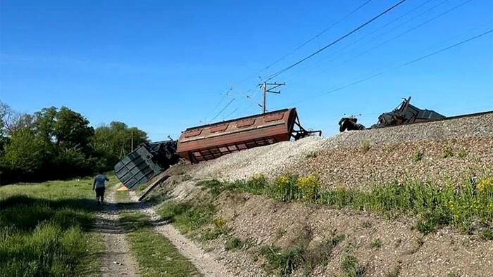 NextImg:Russian Train Derailed In Crimea Due To Sabotage
