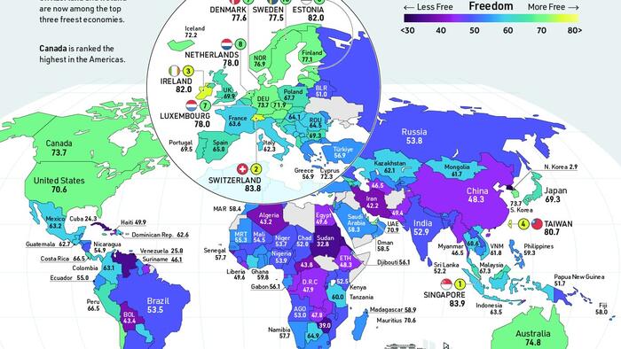 NextImg:Visualizing The State Of Economic Freedom Around The World In 2023