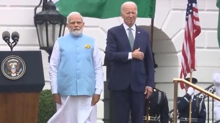NextImg:Friday Fun: Watch Biden Slowly Realize Indian National Anthem Isn't 'Star-Spangled Banner'