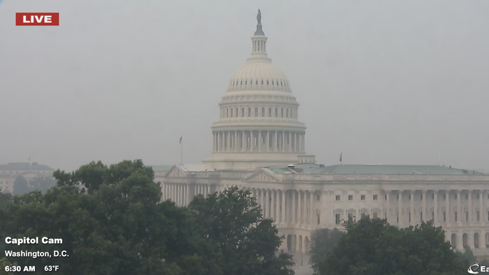 NextImg:"Worse Than Yesterday": Dense Wildfire Smoke Moving Over Nation's Capital