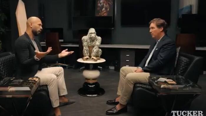 NextImg:Tucker Carlson Uncensored One-On-One With Andrew Tate: "I Don't Want You To Think That I'm A Conspiracy Theorist"