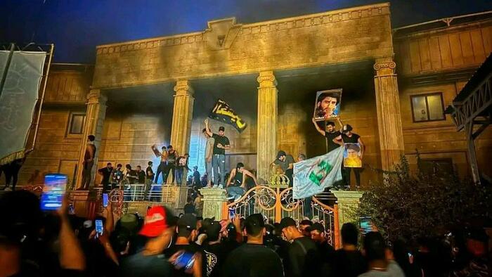NextImg:Swedish Embassy In Baghdad Burned As Iraqis Storm Compound Over Planned Quran-Burning