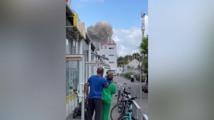 NextImg:Explosion Rocks Russian Port City In Apparent Ukraine Missile Attack