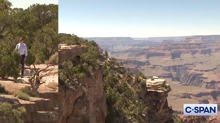 NextImg:Watch: Biden's Handlers Allow Him To Walk Along Edge Of Grand Canyon Cliff