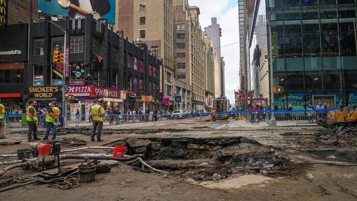 NextImg:NYC's Crumbling Infrastructure On Full Display As Century-Old Water Line Floods Times Square