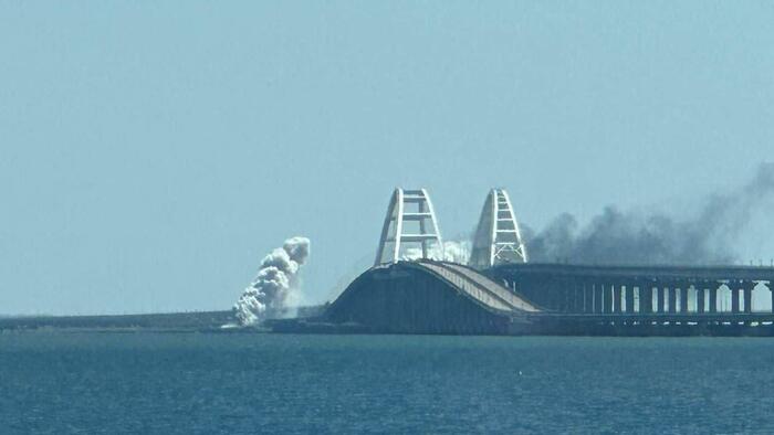 NextImg:Crimean Bridge Targeted By Pair Of Missiles In Rare Daytime Attack