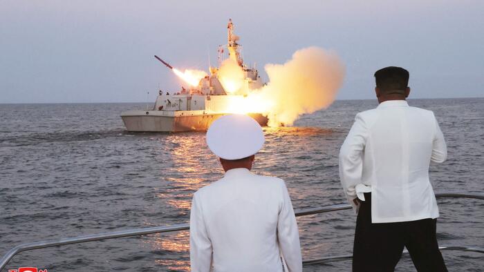 NextImg:Kim Oversees Cruise Missile Test From Warship In Response To US Drills