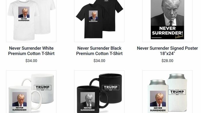 NextImg:"Mugshot Merch" Selling Like Hotcakes On Trump's Website