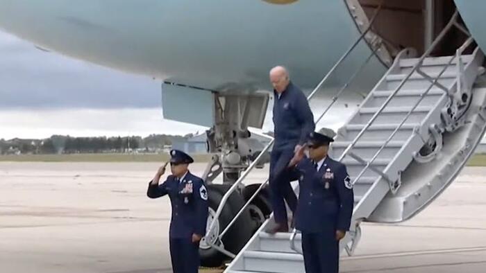 NextImg:Watch: Biden Almost Falls Down Steps On Same Day As Report About Handlers' 'Mission' To Prevent Him Falling