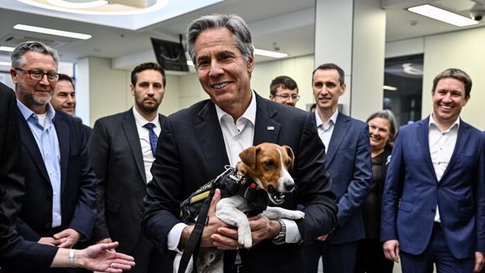 NextImg:Blinken To Unveil $1BN More In US Taxpayer Aid, Poses With Puppy, In Surprise Kyiv Visit