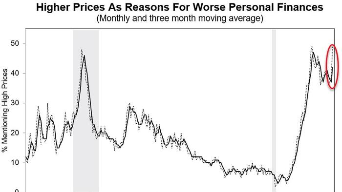 NextImg:Record 49% Of Americans Say "High Prices Are Eroding Living Standards"; UMich
