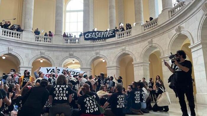 NextImg:Insurrection? Pro-Palestinian Protesters Occupy Capitol Building