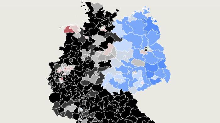 NextImg:New Map Shows Germany's Political Divide Follows Former 'Iron Curtain'