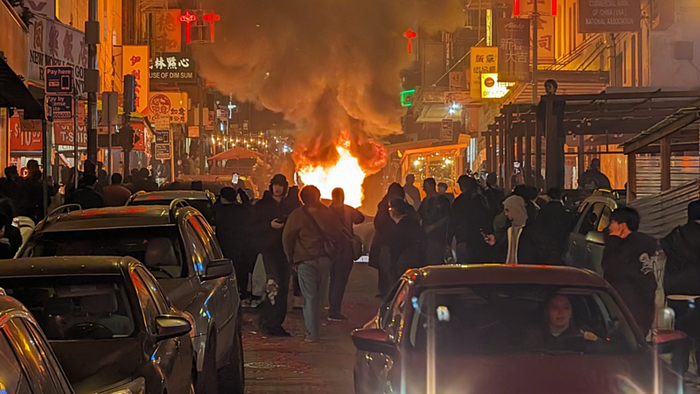 NextImg:Crowd Sets Waymo Driverless Car Ablaze In Lawless San Francisco