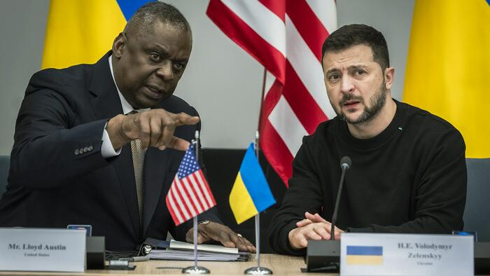 NextImg:Pentagon Chief: If Ukraine Is Defeated, NATO Will Be At War With Russia