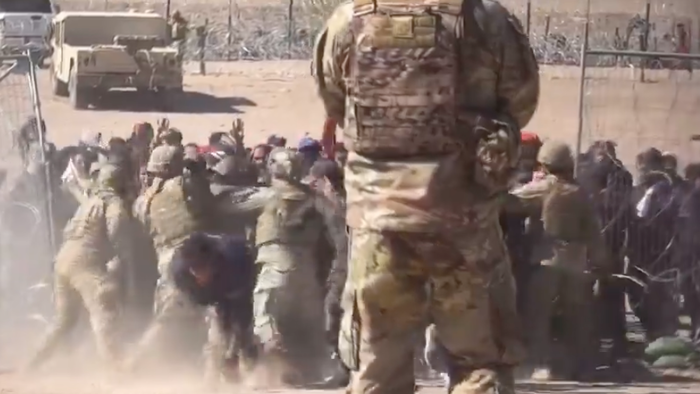 NextImg:"Invasion": Riot Erupts After Migrant Swarm Breaches US Southern Border, National Guard Left Helpless