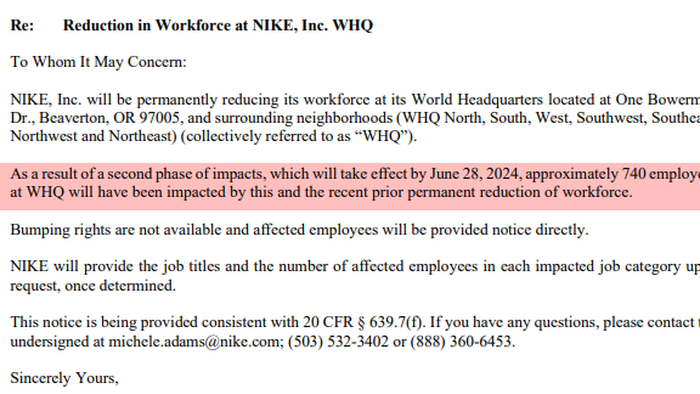 NextImg:Nike "Permanently" Laying Off 740 Employees At World Headquarters