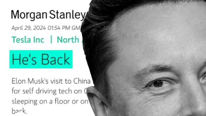 NextImg:"He's Back": Morgan Stanley's Adam Jonas Say Musk's China Trip Is "Gesture Of Tesla Commitment"