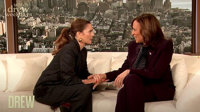 NextImg:"We Need You To Be Momala" - Drew Barrymore Slobbers Over VP Harris