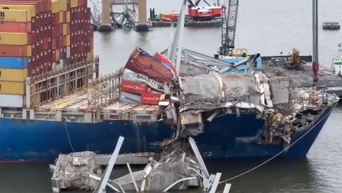 NextImg:Baltimore Bridge Collapse Container Ship Will Be Refloated And Removed At High Tide