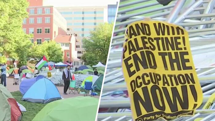 NextImg:Pro-Palestinian GWU Student "Tribunal" Calls For Campus Leaders To Be Beheaded On Guillotines