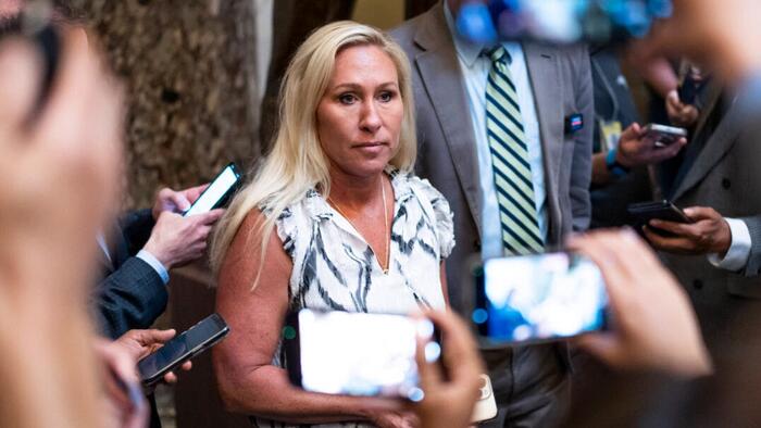 NextImg:Democrats Join Republicans To Block Greene's Bid To Oust Speaker Johnson