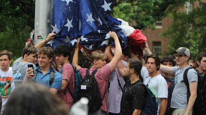 NextImg:Trump Campaign Ad Highlights UNC Frat Defending American Flag