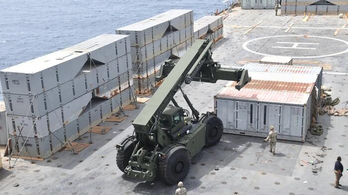 NextImg:Gaza Pier Delayed Over Rough Seas, Pentagon Calls Project "Extremely Challenging"