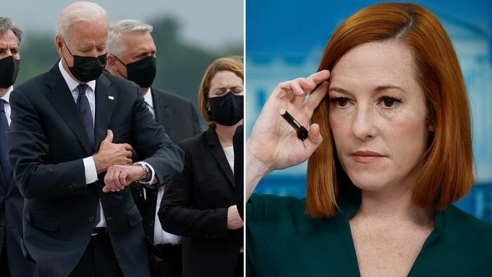 NextImg:Jen Psaki Claims Biden Never Looked At Watch, Suggests Gold Star Parents Lied