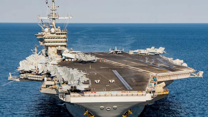 NextImg:US Sending Nuclear-Powered Carrier For 'Higher Stakes' Red Sea Mission