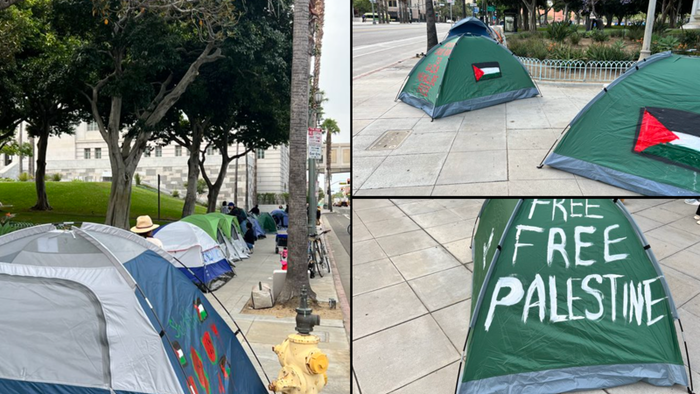 NextImg:Pro-Palestinian Encampment Erected At LA City Hall; Protesters To Surround White House