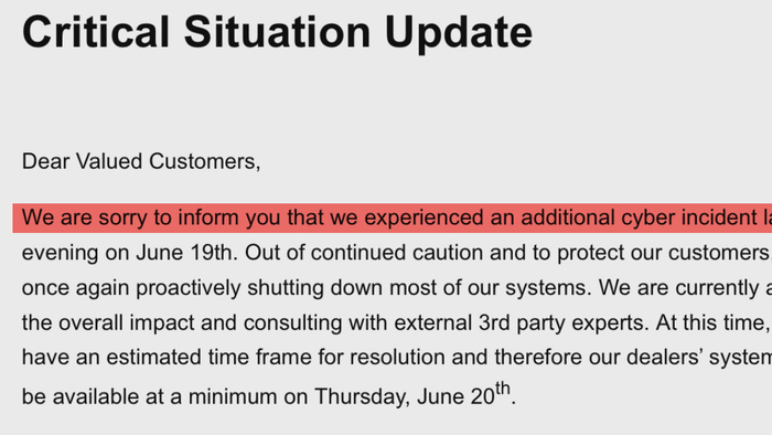 NextImg:Major Cyber Incident Paralyzes Thousands Of US Auto Dealerships  