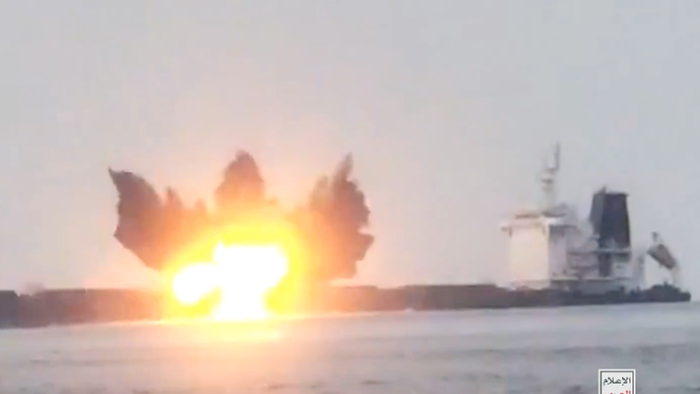 NextImg:Houthis Release Dramatic Video Of Bulk Carrier Being Blown Apart In Red Sea 