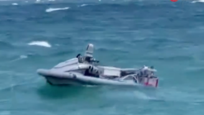 NextImg:Watch: Ukrainian Kamikaze Drone Jet Ski Washes Up On Istanbul Beach