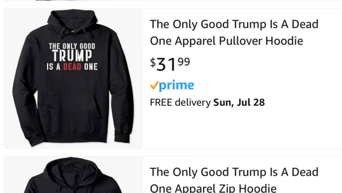 NextImg:Seller On Amazon Sold Merch Reading "The Only Good Trump Is A Dead One"