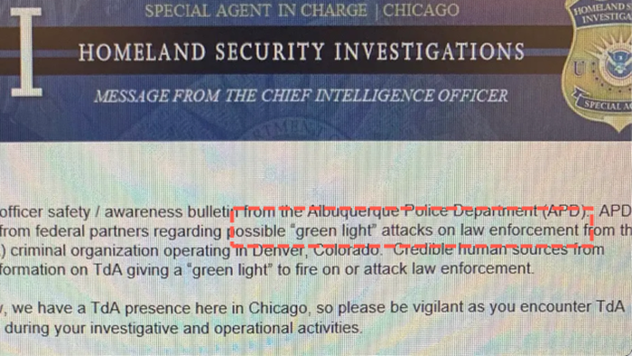 NextImg:Homeland Security Memo Warns Violent Venezuelan Gang 'Green Lights' Members To Kill US Cops
