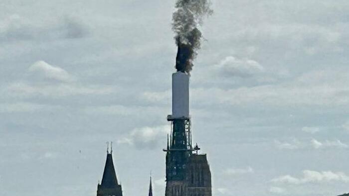 NextImg:Watch: Black Smoke Billowing Out Of Rouen Cathedral In France