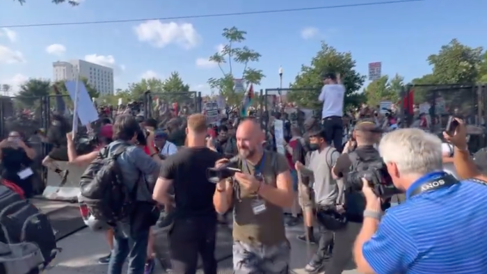 Watch: Security Perimeter At DNC Breached By Protesters