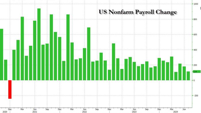 NextImg:Recession Triggered: Payrolls Miss Huge, Up Just 114K As Soaring Unemployment Rate Activates "Sahm Rule" Recession