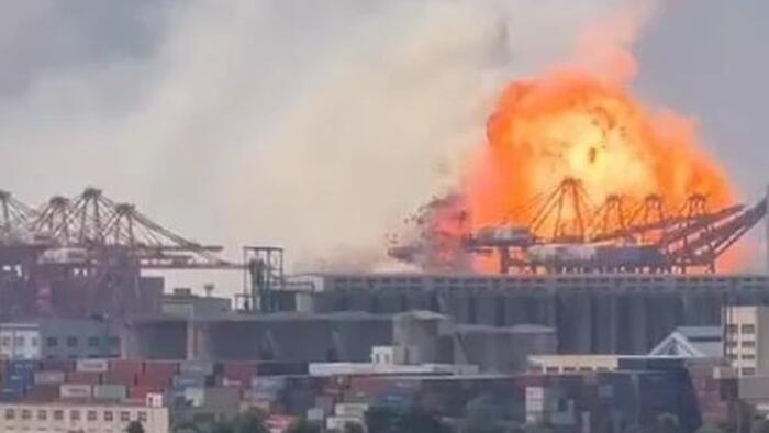 NextImg:Watch: Explosion Rocks Container Ship At China's Top Port