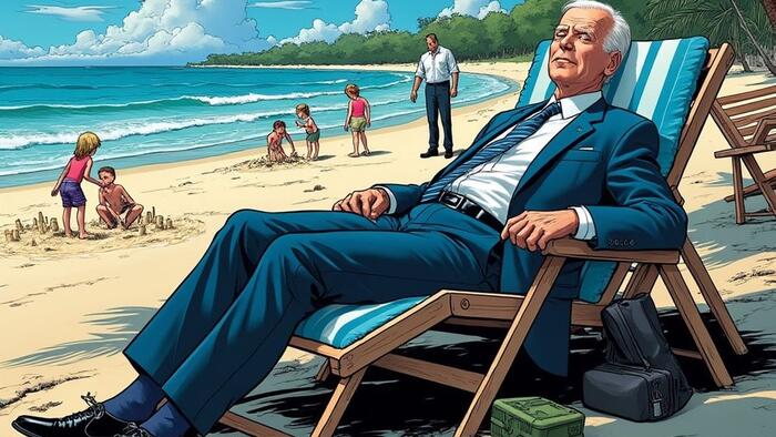 NextImg:"Who Is Running The Country?" Biden On The Beach For Two Weeks...