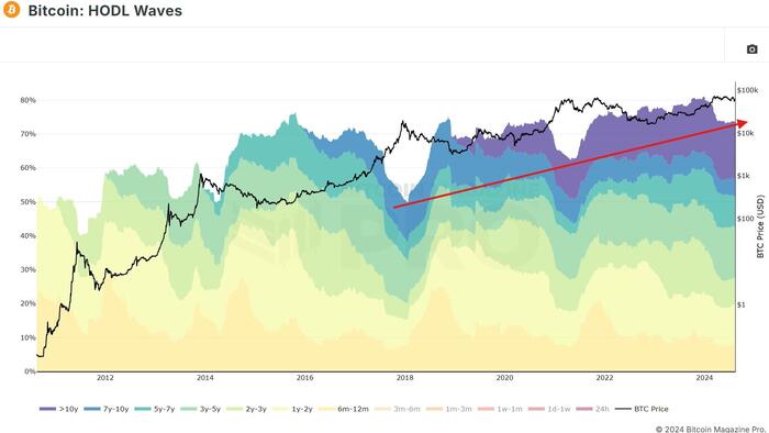 NextImg:75% Of Bitcoin Hasn't Moved In Over 6 Months, Signaling Strong HODLing Trend
