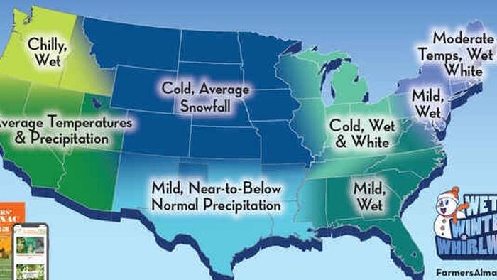 NextImg: "Wet Winter Whirlwind": Farmers' Almanac Releases New Winter Forecast For US