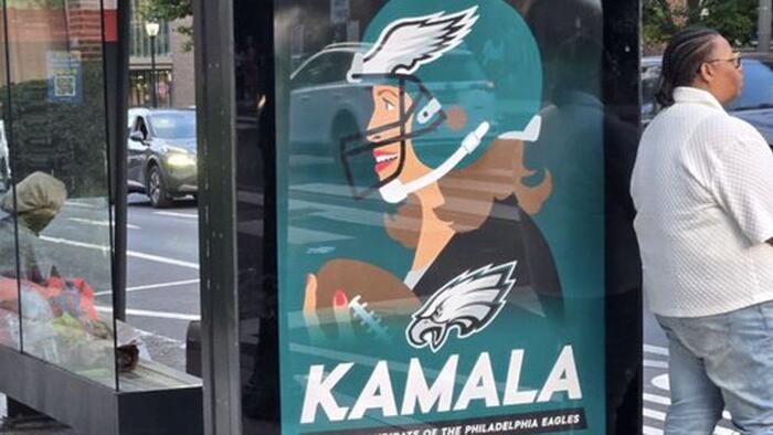 NextImg:"Counterfeit Political Ads": Philadelphia Eagles Disavow Guerilla Street Posters Endorsing Kamala Harris