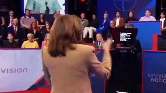 NextImg:Kamala Harris Accused Of Using Teleprompter During Supposedly 'Unscripted' Town Hall Event