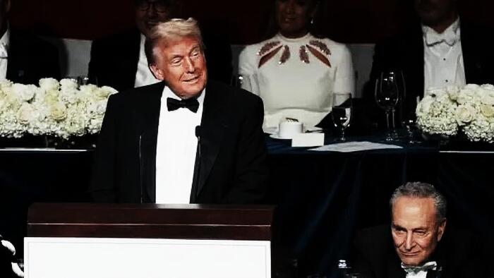 NextImg:Trump Brutally Roasts Dems; Schumer Shocked, Kamala 'No Show' At Al Smith Dinner